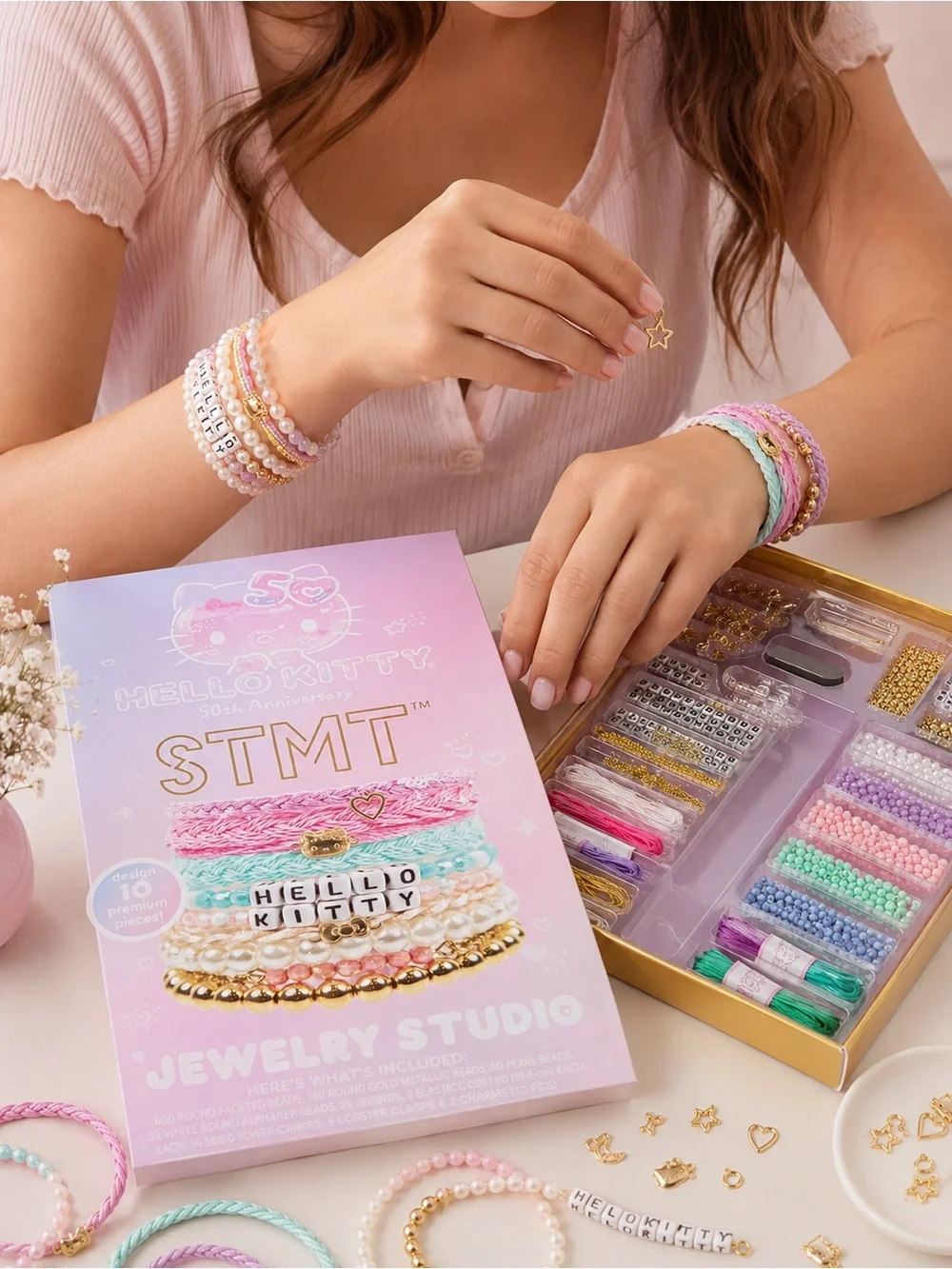 STMT Hello Kitty 50th Anniversary Jewelry Studio Bracelet Kit New
